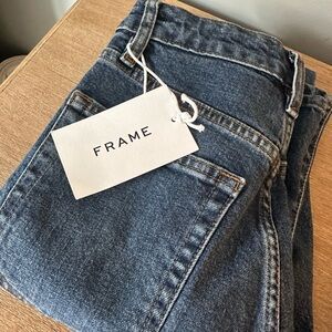 FRAME High Rise Slim Straight Jeans Blue Medium Wash “Archie” Women's Denim